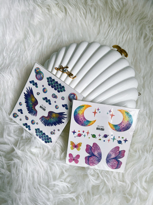 Shimmery face tattoos